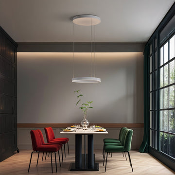 Jense 23.75" Minimalist Modern Metal Adjustable Dimmable Ring LED Pendant - JONATHAN Y